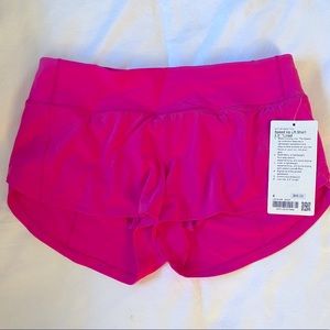 NWT lululemon sonic pink speed up low rise 2.5” shorts size 6